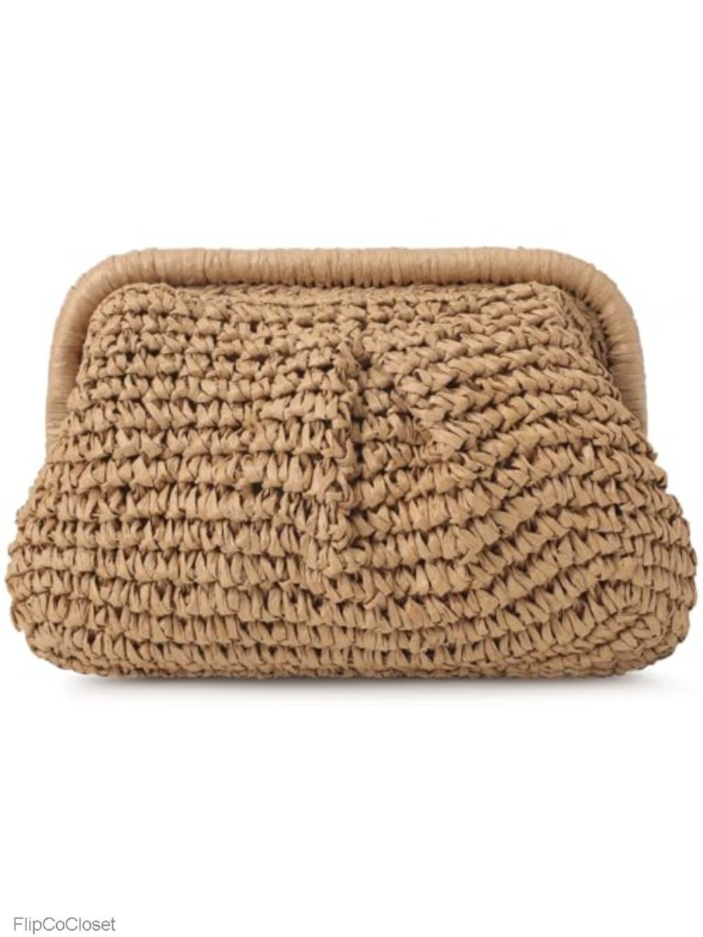 Woven Straw Clutch with Detachable Chain